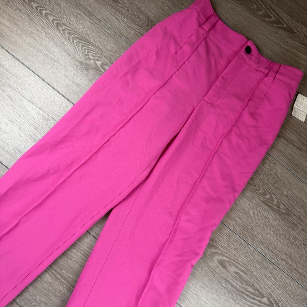 Zara Womens Trousers High Rise Wide Leg Pink Size M